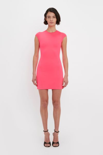 Victoria Beckham Dresses Vb Body Compact Cap Sleeve Mini Dress In Pink Dependable Women
