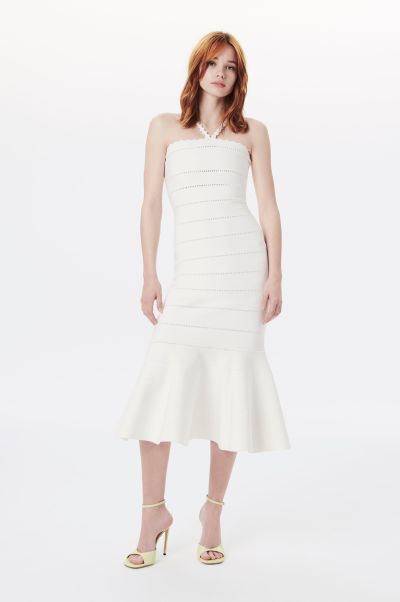 Women Scalloped Strap Flare Dress In White Deal Victoria Beckham Dresses