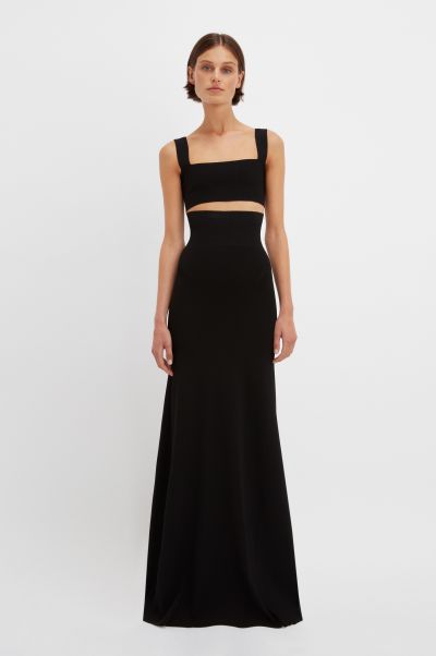 Victoria Beckham Women Gowns Intuitive Floor-Length Knitted Skirt In Black