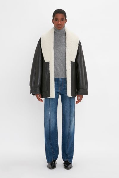Shearling Coat In Monochrome Trendy Jackets & Coats Women Victoria Beckham