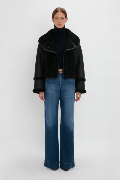 Jackets & Coats Shearling Jacket In Black Women Victoria Beckham Stylish