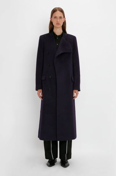 Women Jackets & Coats Victoria Beckham Wrap Front Coat In Blackberry Discount