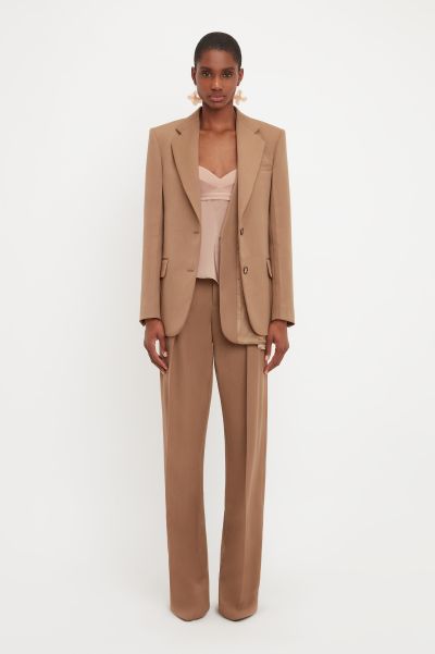 Victoria Beckham Cheap Jackets & Coats Asymmetric Double Layer Jacket In Fawn Women