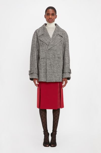 Jackets & Coats Women Oversized Pea Coat In Monochrome Price Slash Victoria Beckham