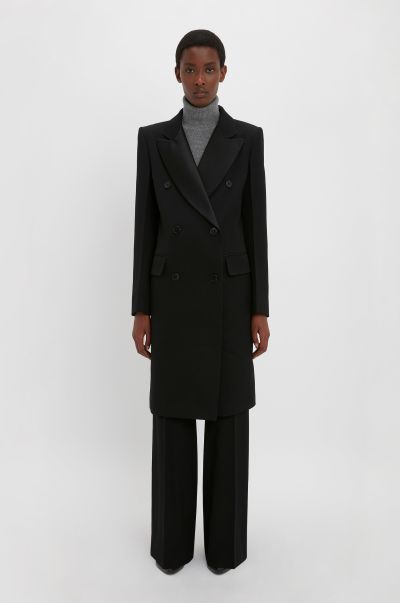 Women Jackets & Coats Online Victoria Beckham Double Breasted Tuxedo Coat In Black