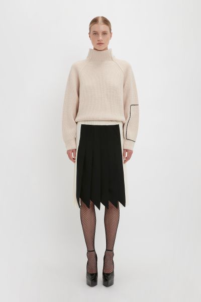 Victoria Beckham Knitwear Oversized Polo Neck Jumper In Cream Women Clearance