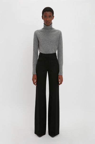 Polo Neck Jumper In Grey Melange Victoria Beckham Convenient Women Knitwear