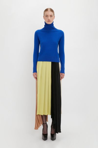 Women Knitwear Innovative Polo Neck Jumper In Sapphire Blue Victoria Beckham