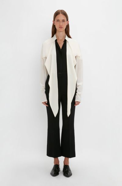 Shirts & Tops Cost-Effective Women Oversized Bow Detail Blouse In Vanilla Victoria Beckham