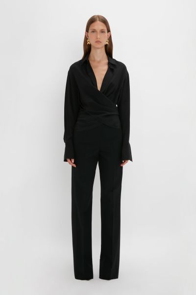 Ignite Shirts & Tops Women Victoria Beckham Wrap Front Blouse In Black