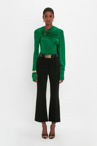 Women Victoria Beckham Gathered Detail Top In Emerald Shirts & Tops Premium