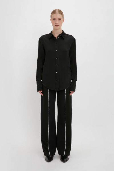 Affordable Shirts & Tops Waistcoat Detail Shirt In Black Victoria Beckham Women