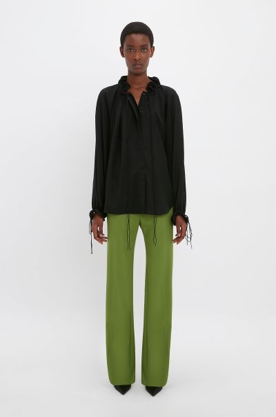 Final Clearance Women Shirts & Tops Ruched Detail Blouse In Black Victoria Beckham