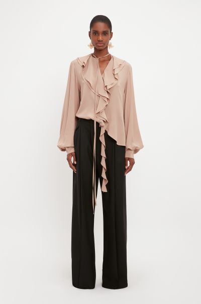 Victoria Beckham Shirts & Tops Women Romantic Blouse In Taupe Classic