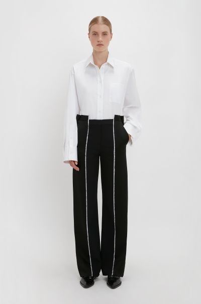 Cuff Detail Oversized Shirt In White Women Victoria Beckham Introductory Offer Shirts & Tops