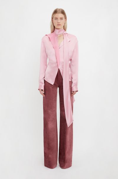 Scarf Neck Blouse In Rose Women Modern Victoria Beckham Shirts & Tops