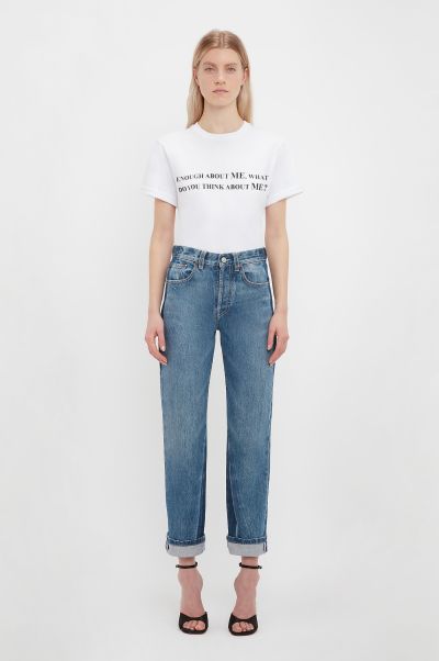 Women T-Shirts & Sweatshirts Enough About Me Slogan T-Shirt Refashion Victoria Beckham