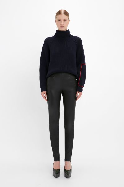Victoria Beckham Quality Stretch Leather Legging In Black Trousers Women
