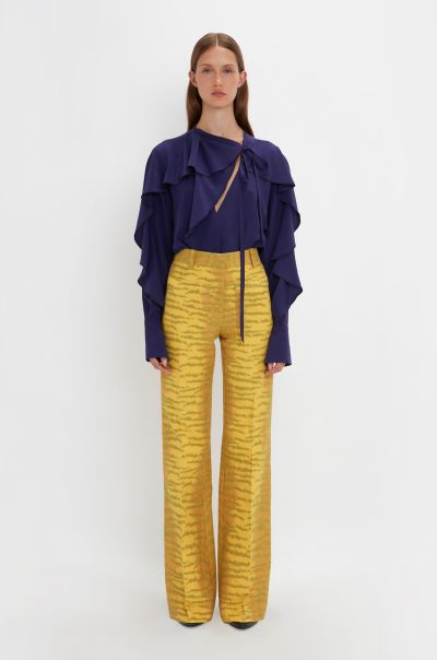 Trousers Innovative Alina Trouser In Yellow-Maple Tiger Print Women Victoria Beckham