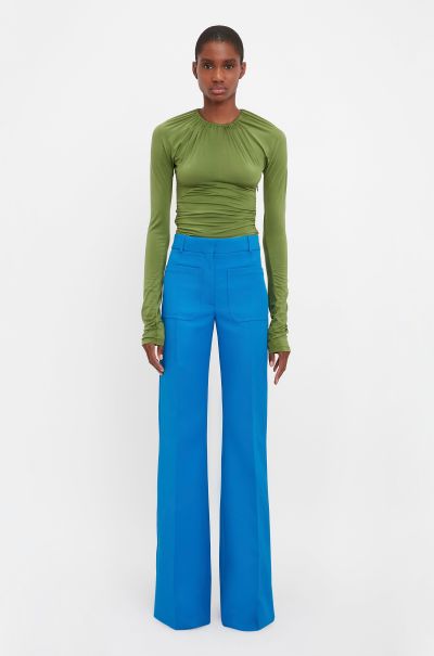 Alina Tailored Trouser In Sapphire Blue Victoria Beckham Women Trousers Promo