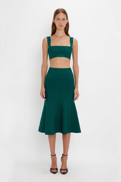 Vb Body Flared Skirt In Lurex Green Skirts Women Affordable Victoria Beckham