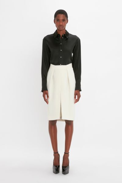 Enrich Tailored Midi Skirt In Ivory Victoria Beckham Women Skirts