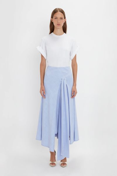 Victoria Beckham Asymmetric Tie Detail Skirt In Frost Lowest Ever Women Skirts