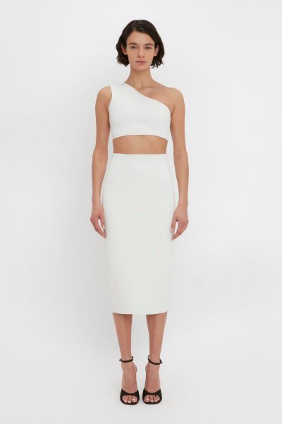 Vb Body Fitted Midi Skirt In White Victoria Beckham Skirts Women Accessible