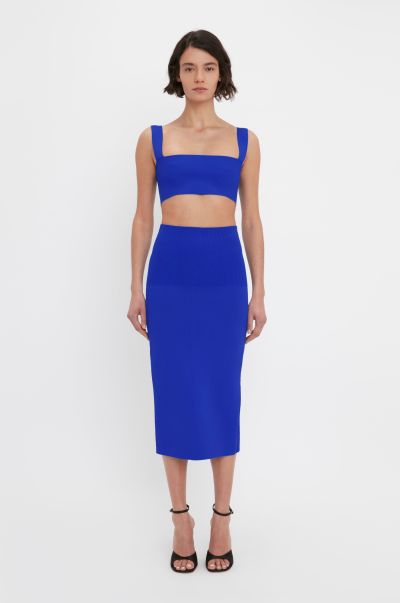 Victoria Beckham Skirts Popular Vb Body Fitted Midi Skirt In Cobalt Women