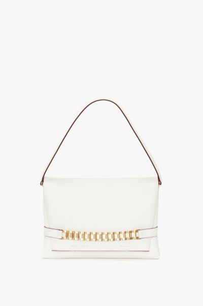 Victoria Beckham Pioneering Chain Pouch With Strap In White Leather Women Tailoring