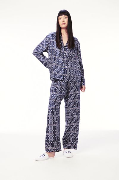Cutting-Edge Chain Print Pyjama Set In Navy Women Victoria Beckham Sleepwear
