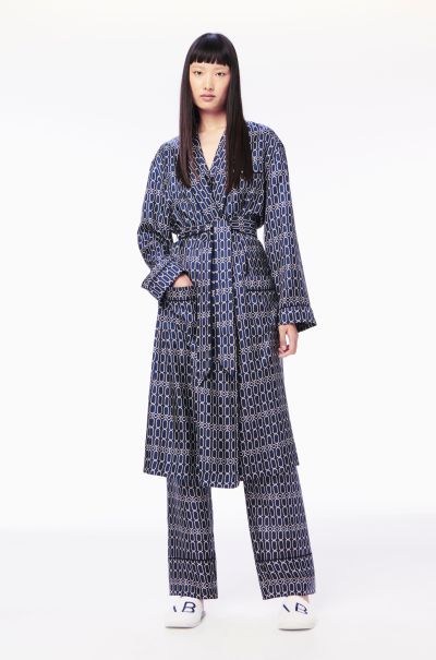 Chain Print Robe In Navy Women Sleepwear Victoria Beckham Exclusive