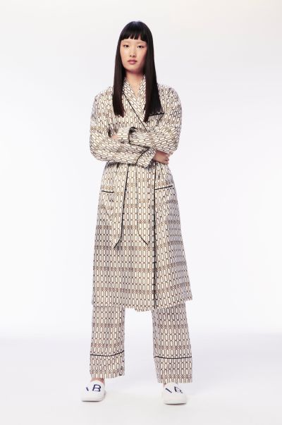 Chain Print Robe In Ivory Women Rapid Victoria Beckham Sleepwear