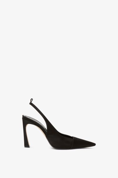 Deal Shoes Pointy Toe Satin Sling Back Pump In Black Victoria Beckham Women