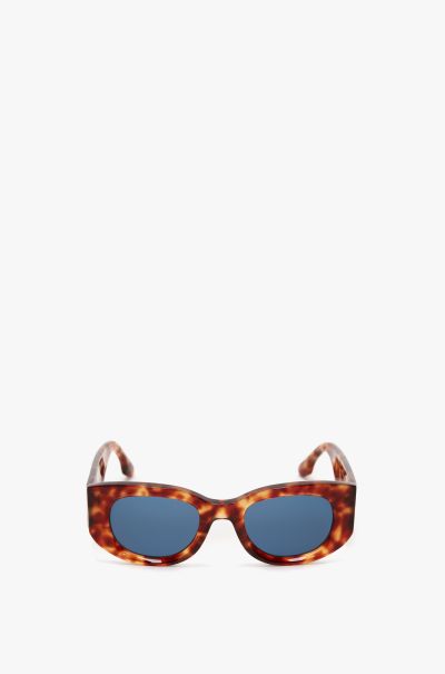 Women Monogram Detail Sunglasses In Blonde Havana Offer Eyewear Victoria Beckham