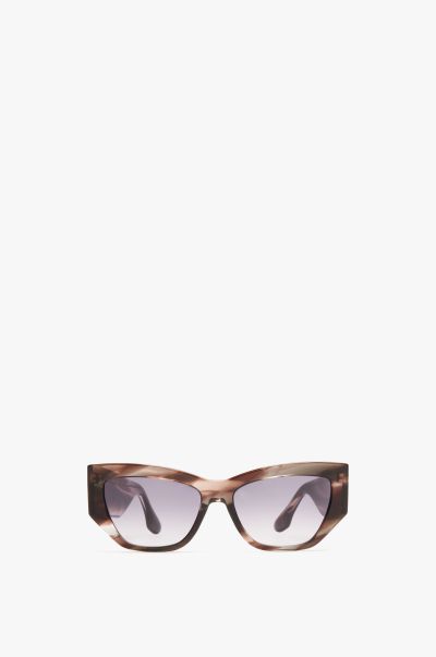 Sculptural Frame Sunglasses In Striped Grey Women Victoria Beckham Functional Eyewear