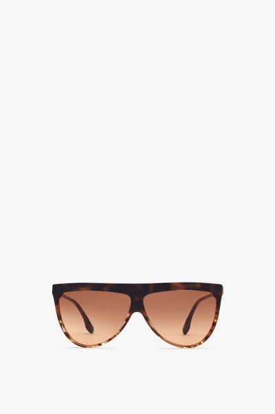Flat Top V Sunglasses In Striped Dark Havana Functional Eyewear Victoria Beckham Women