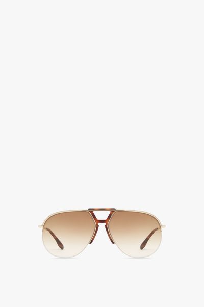 Eyewear Deal Brow Aviator Sunglasses In Brown Women Victoria Beckham