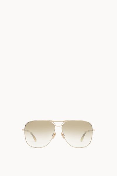 Eyewear Comfortable Classic V Metal Navigator Sunglasses In Gold Victoria Beckham Women