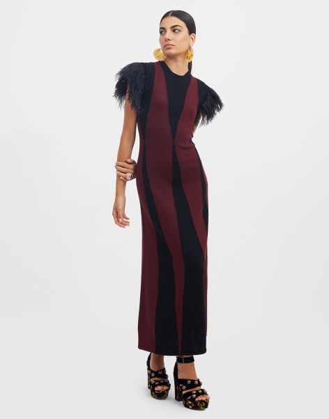 Harlequin Sleeveless Dress In Bordeaux & Black For Women Dresses La Double  J Special Women