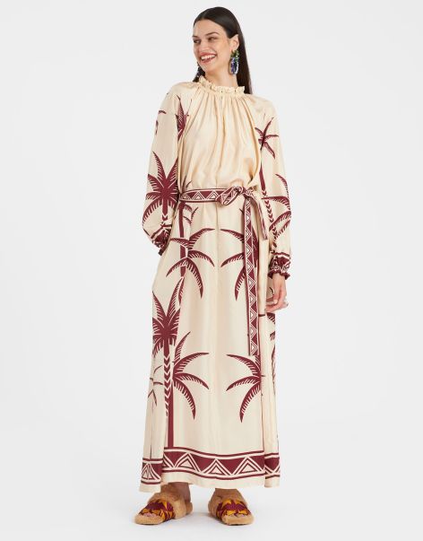 Women Cerere Dress In Date Palms Placée Ivory For Women Handcrafted Dresses La Double  J