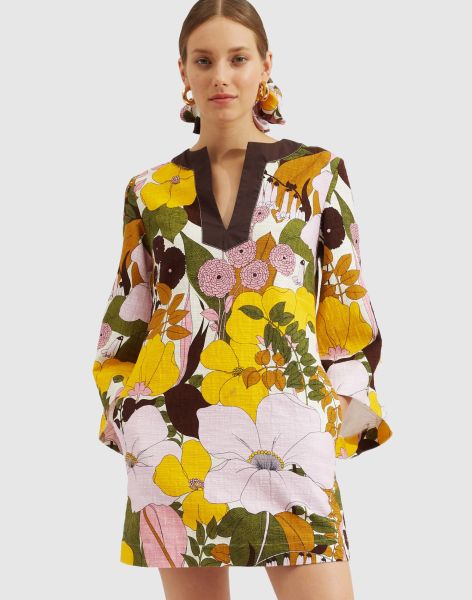 Dresses La Double  J The Kaftan Mini In Big Flower Rose For Women Women Organic