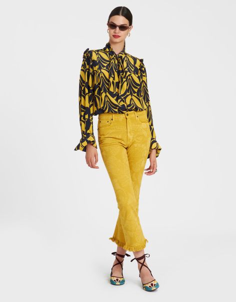 Shorts & Pants Women Fancy Crop Jeans In Sicomore Yellow For Women La Double  J 2024