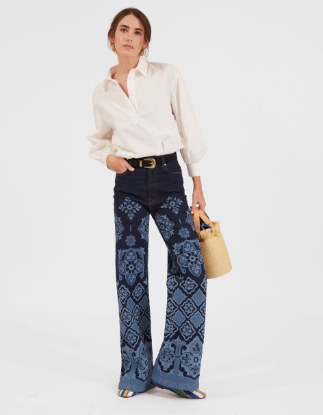 La Double  J Women Shorts & Pants Sustainable Flare Jeans In Partenope Navy For Women