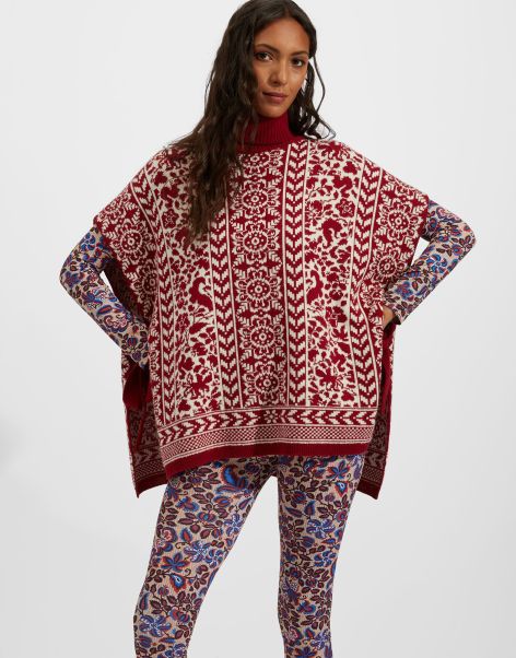 High Neck Poncho In Norwegian Bicolore For Women Knitwear Massive Discount La Double  J Women