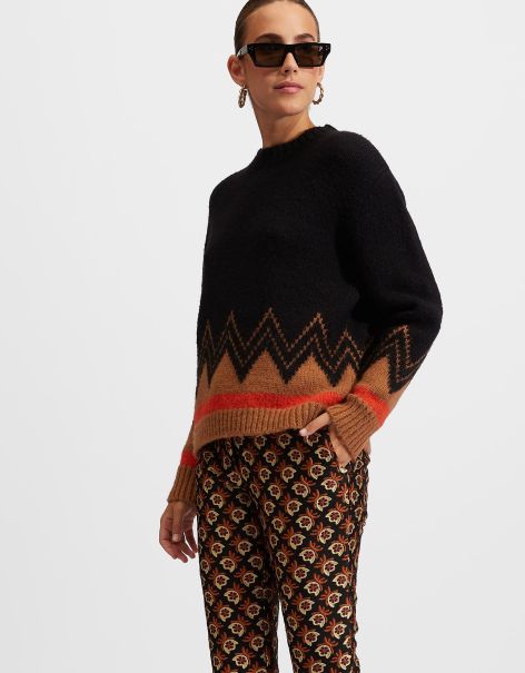 La Double  J Knitwear Women Dolomite Sweater In Black/Camel For Women Robust