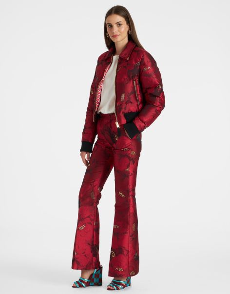 La Double  J Simple Outerwear La Comasca Puffer Bomber In Ruby Red For Women Women