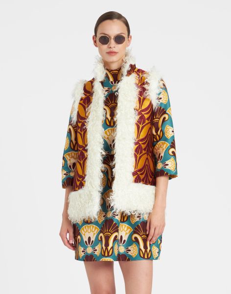 Women Outerwear Sale La Double  J Sleeveless Folk Jacket In Papyrus Gold For Women