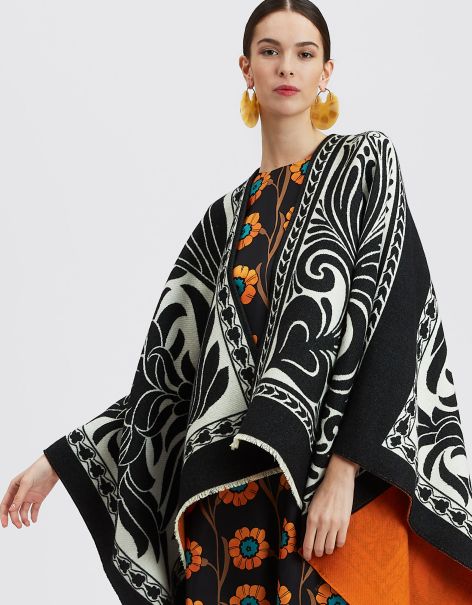Outerwear Women Buy Poncho In Mix Tiles Black For Women La Double  J