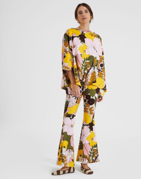 La Double  J Women Exclusive Meditation Pants In Big Flower Rose For Women Loungewear